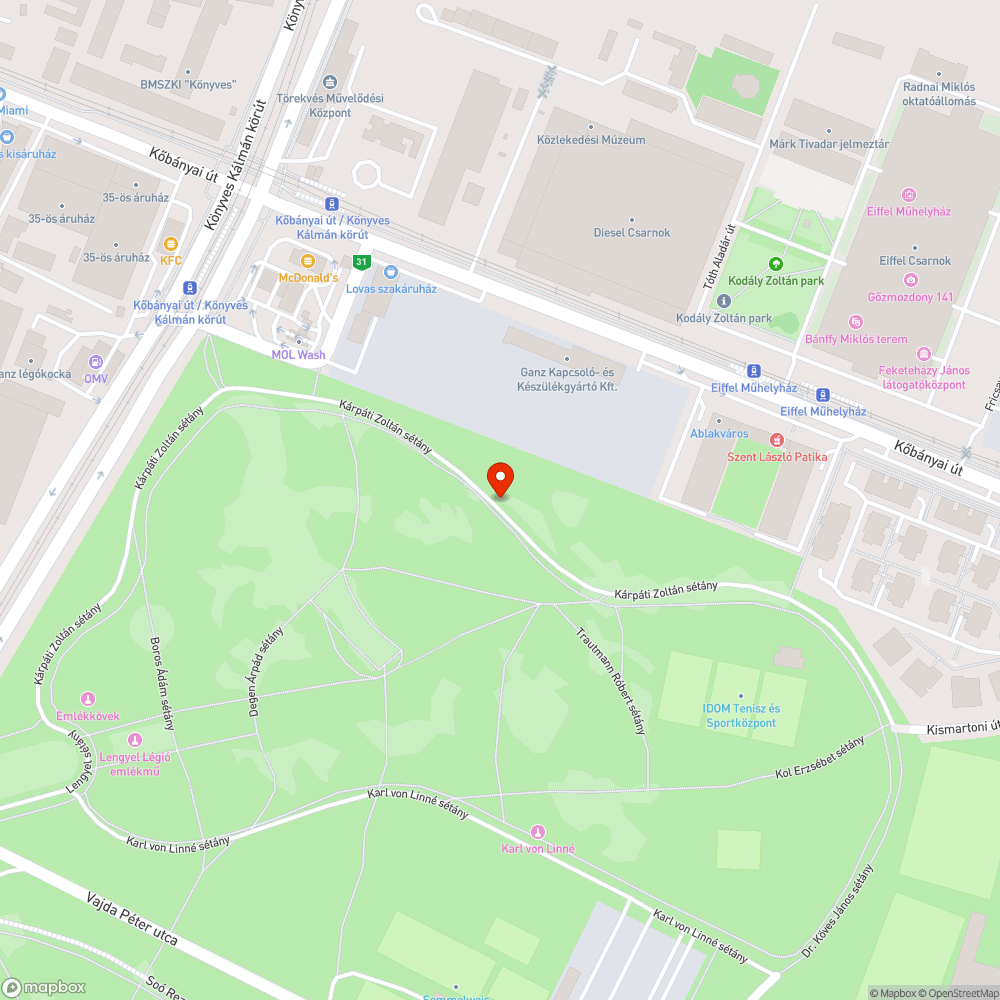 Népliget - Kérpáti Zoltán sétány bejelentés helye