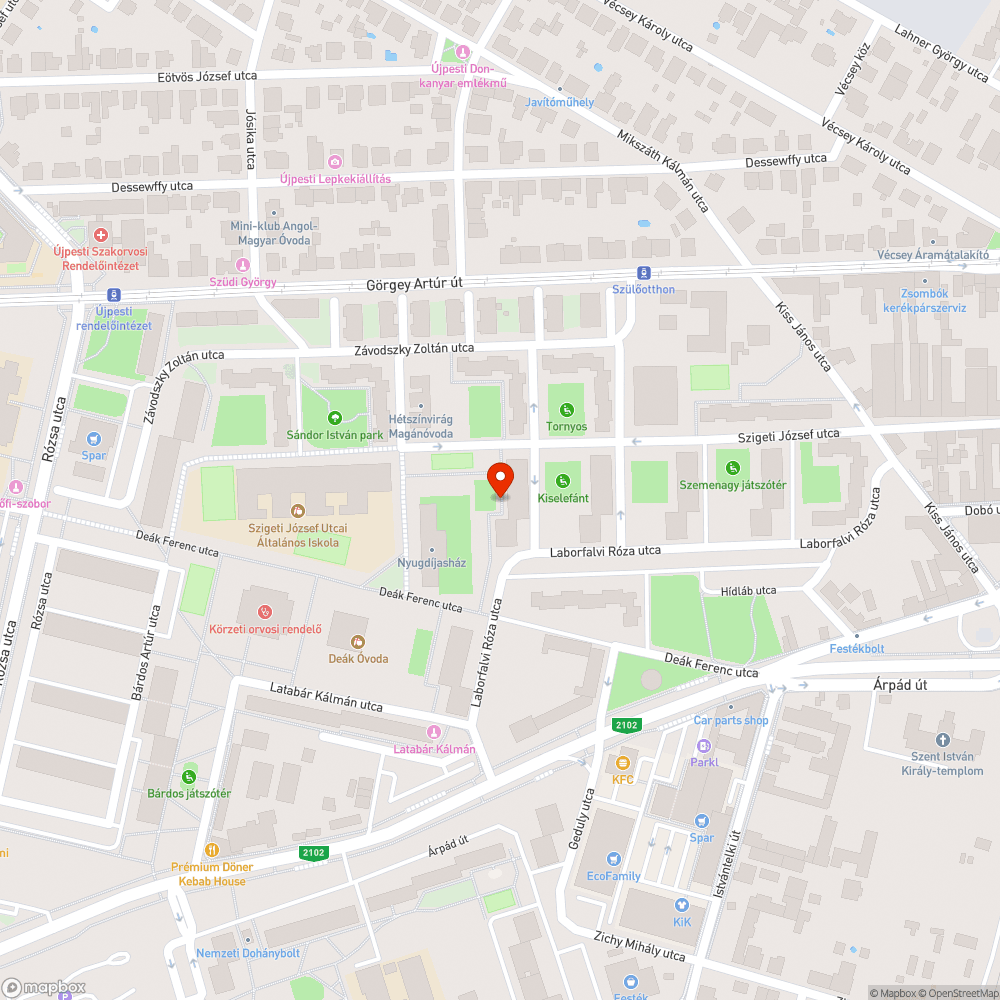 Leszakadt fa bejelentés helye