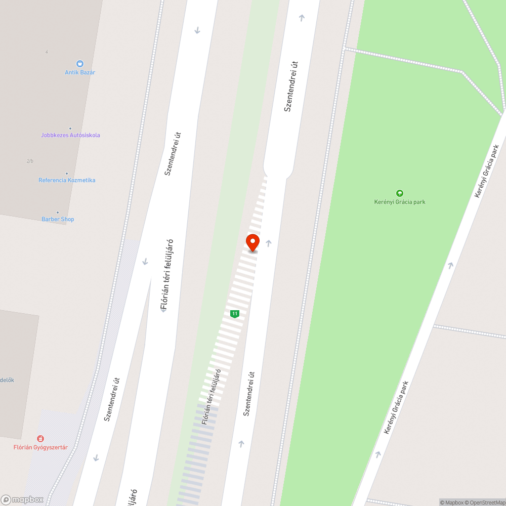 Árpád hídi lehajtó külső sávban kátyú bejelentés helye