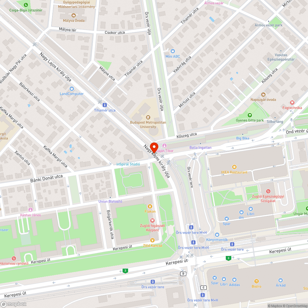 Életveszélyes, hosszirányú rés a bicikliúton bejelentés helye