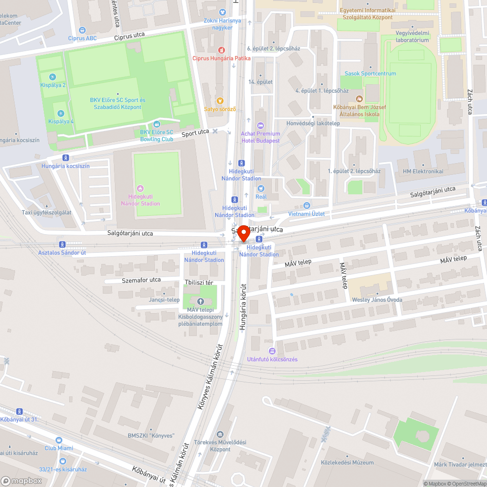 Hungária-Salgótarjáni út kereszteződés bejelentés helye