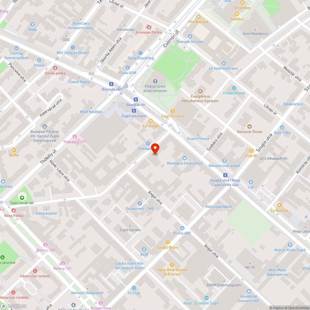 Az úttest és a járda közötti földsáv kátyús bejelentés helye