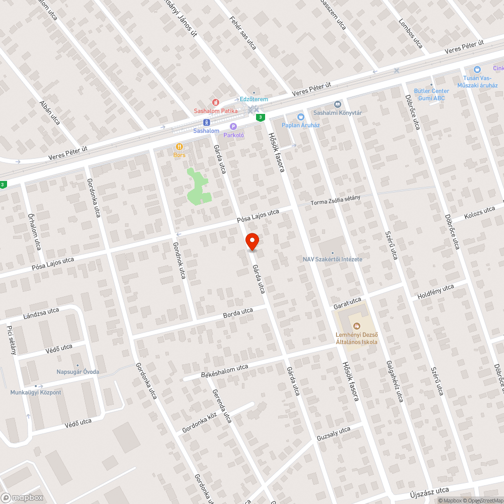 Kátyú a Gárda utcában bejelentés helye