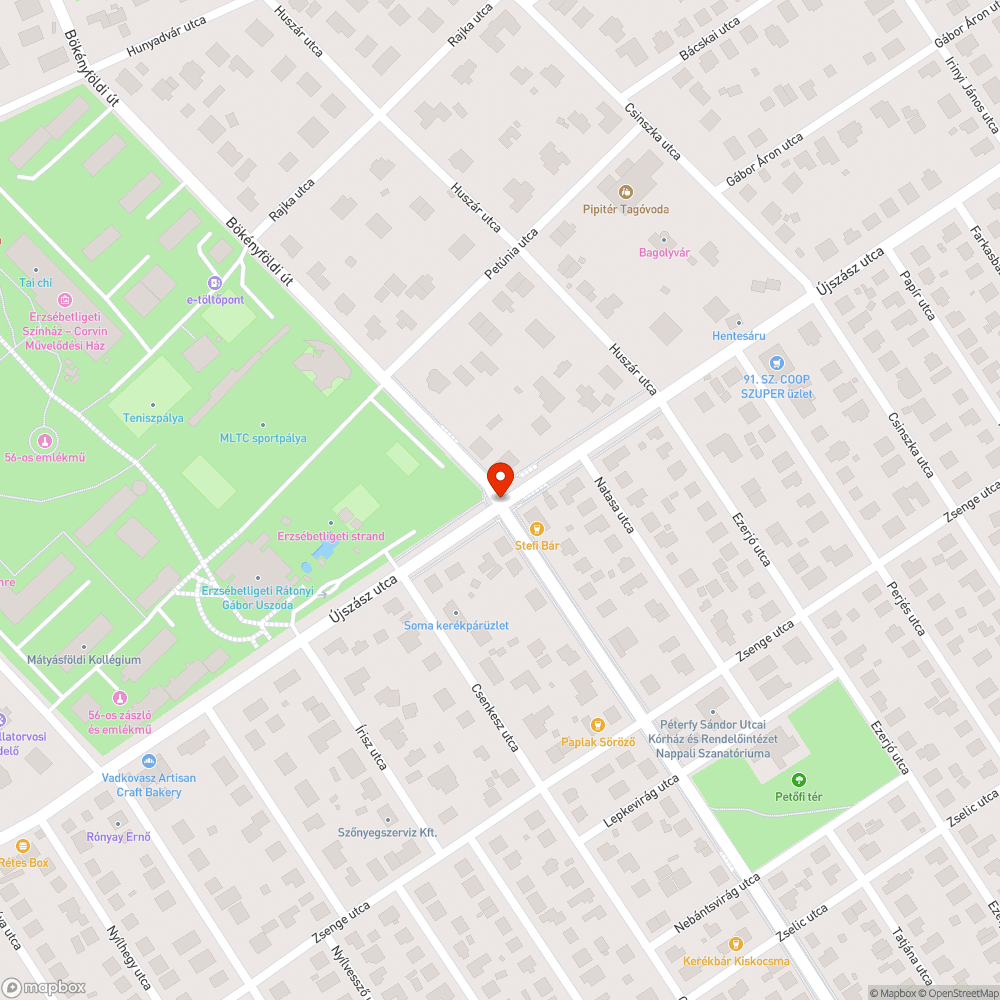 Kátyú az Újszász utcán bejelentés helye