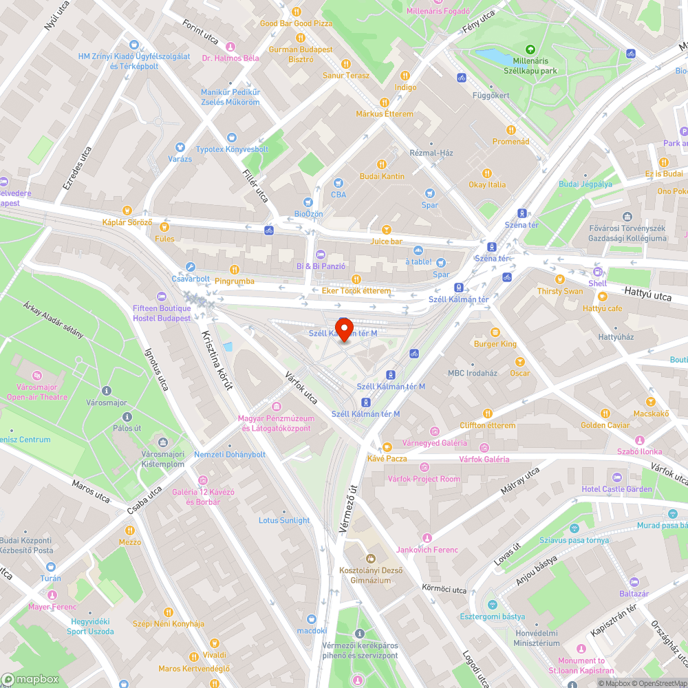 Összefirkált széteső kukák Széll Kálmán téren bejelentés helye