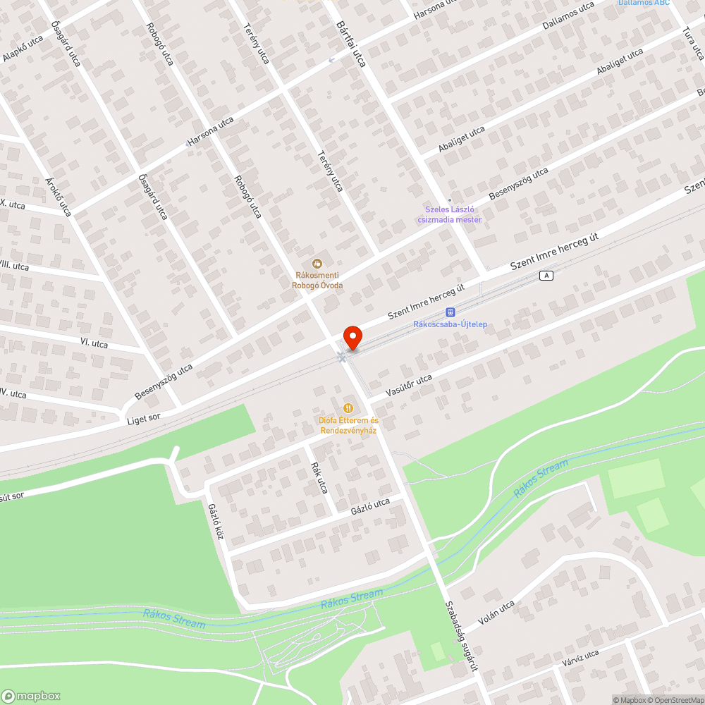 Befejezetlen vasúti átjáró bejelentés helye