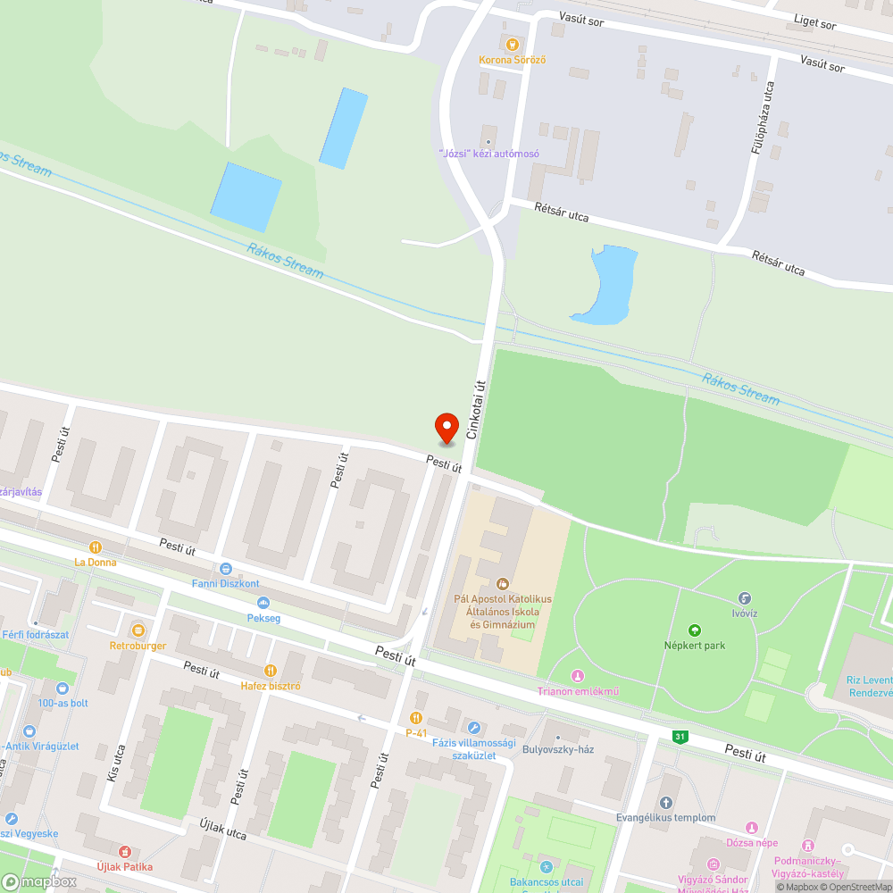 Kátyú az úton bejelentés helye