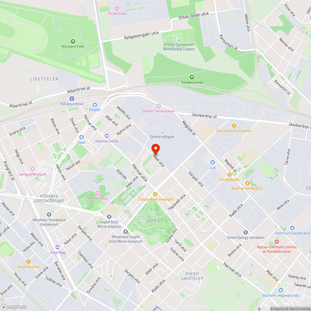 Kátyú (Mádi utca) bejelentés helye