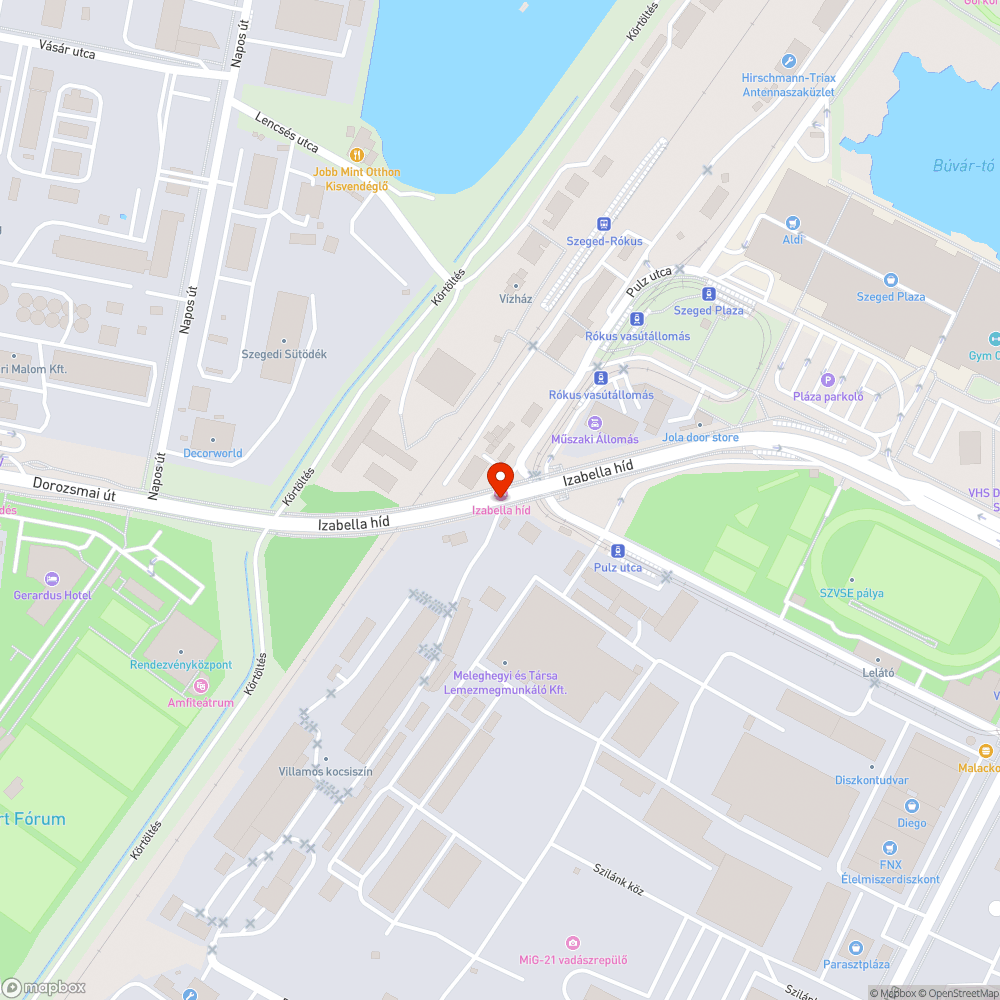 Kiégett lámpák az Izabella hídon bejelentés helye