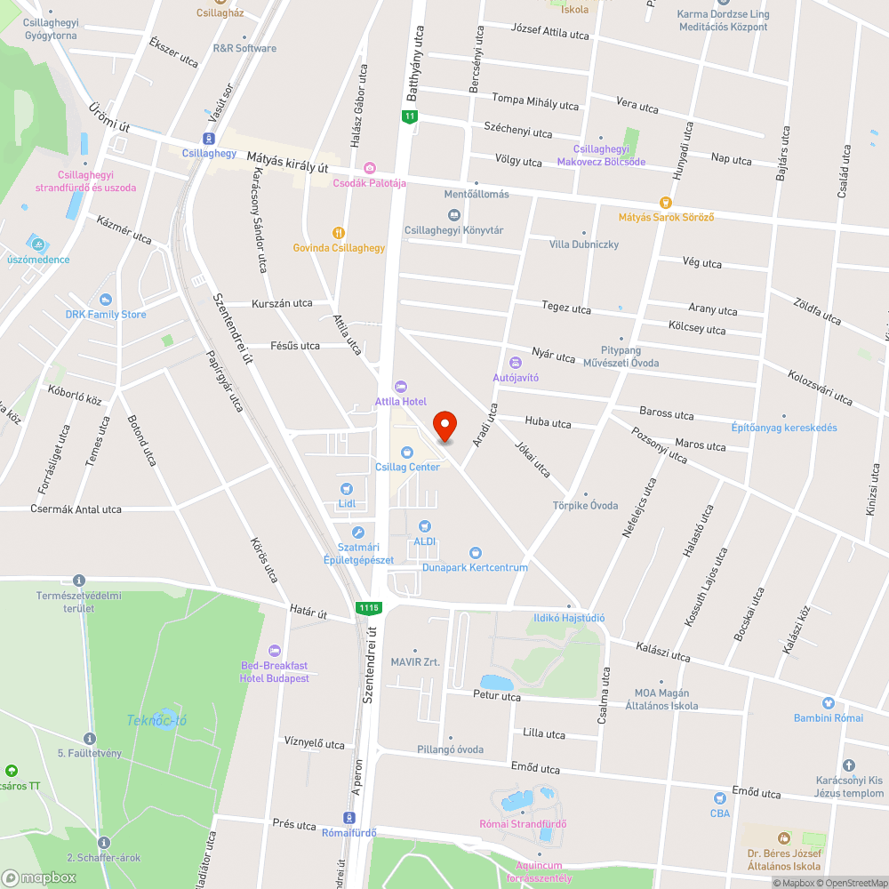 1039 Attila utca 34. előtt kátyú bejelentés helye