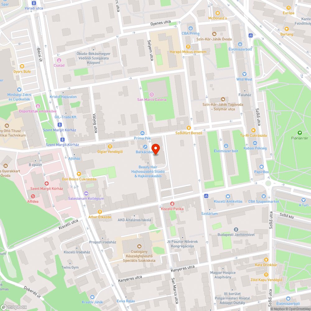 Kátyúk a San Marco utcán bejelentés helye