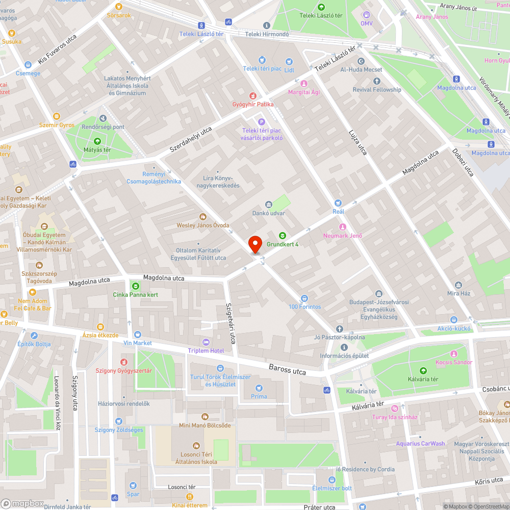 Rosszul beállított tükör Dankó u. Magdolna u.  sarkon bejelentés helye