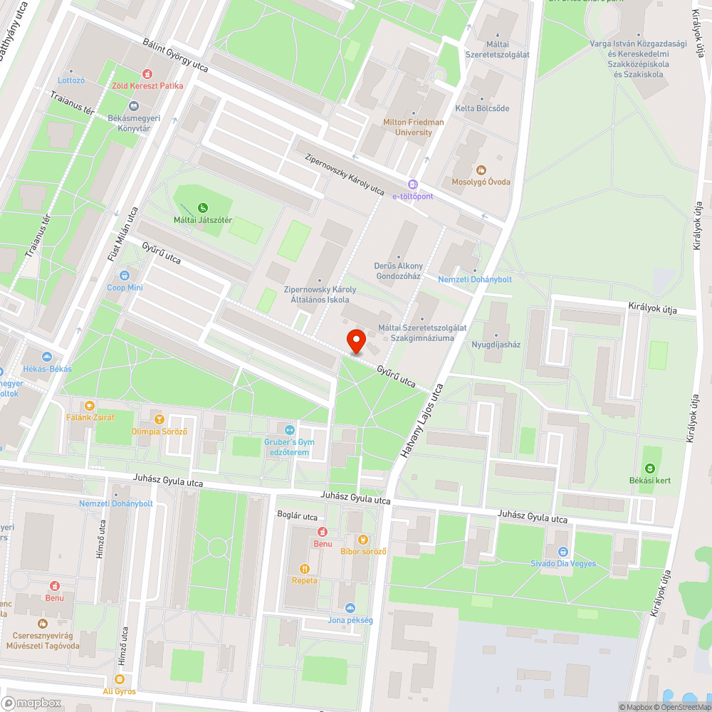 "Kőszörny" a parkban bejelentés helye