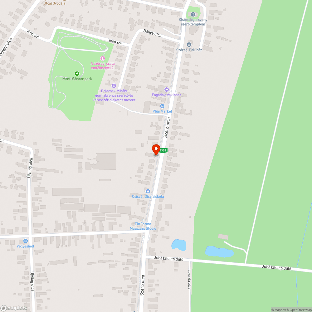 Hibás aknafedél Szeged-Szőregen bejelentés helye