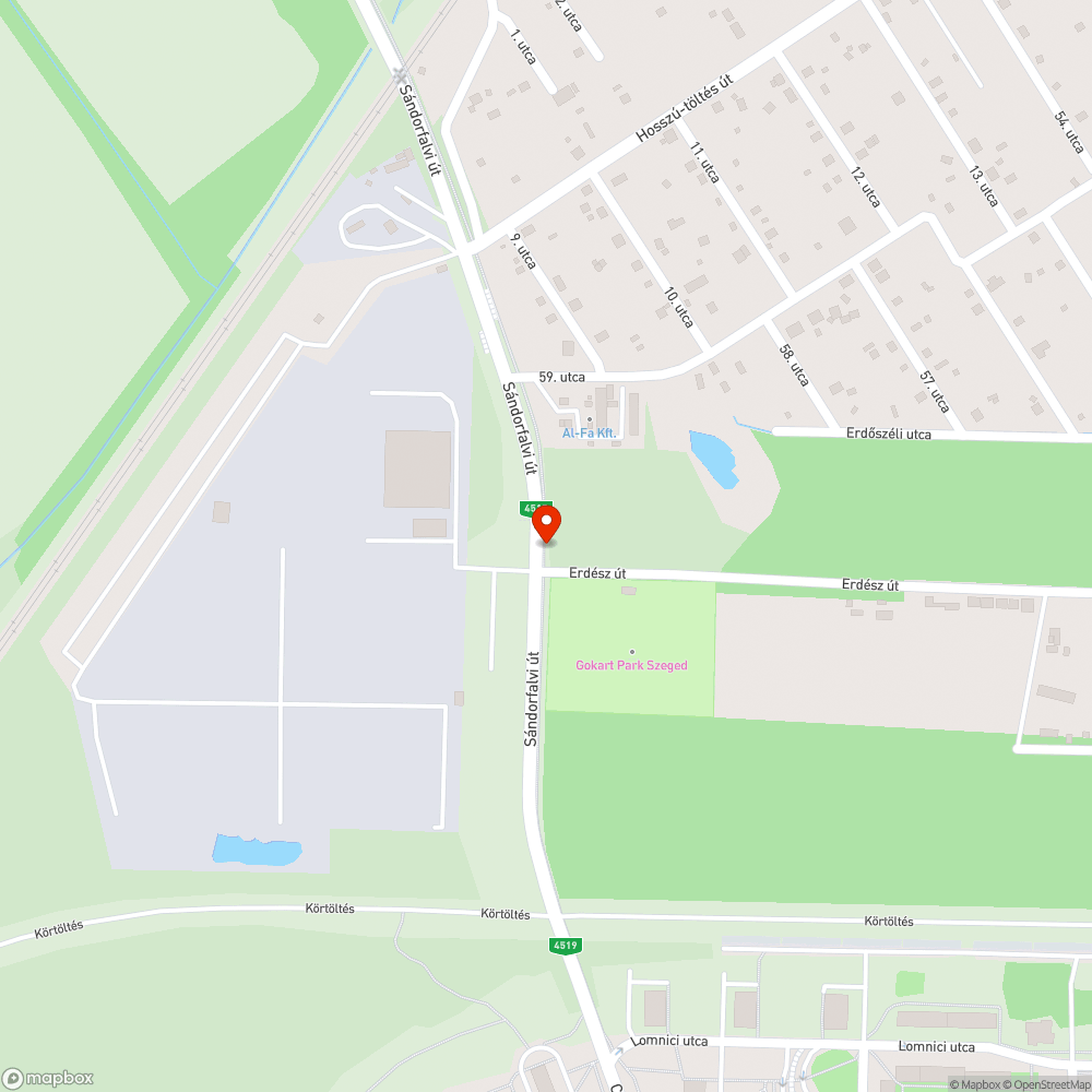 Lekonyult közlámpa a Sándorfalvi úton. bejelentés helye