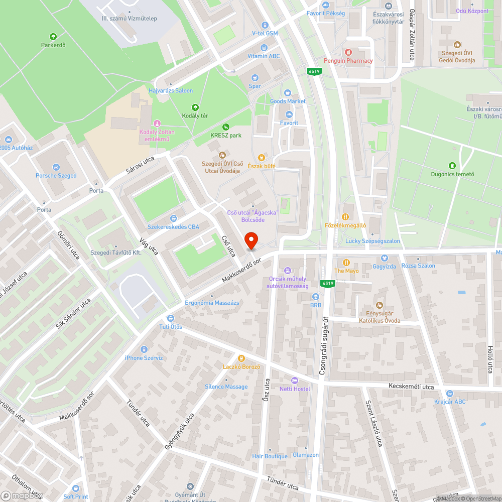 Cső utca - Makkoserdő sor kereszteződés bejelentés helye