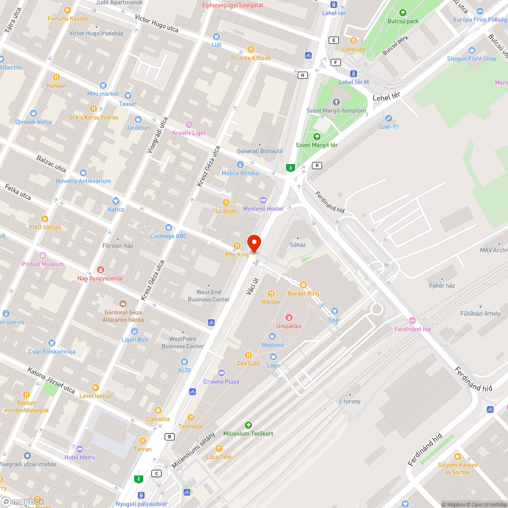 Váci út oszlop bejelentés helye