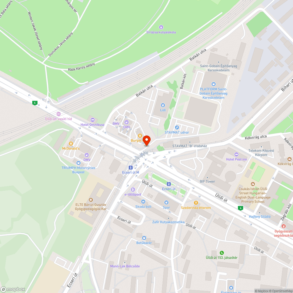 Veszélyes sávterelő betonrámpa az Ecseri úti kereszteződésben bejelentés helye