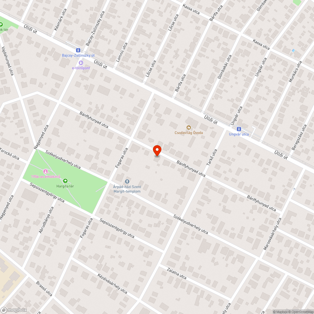 Bánffyhunyad utca - közvilágítás nem világít bejelentés helye