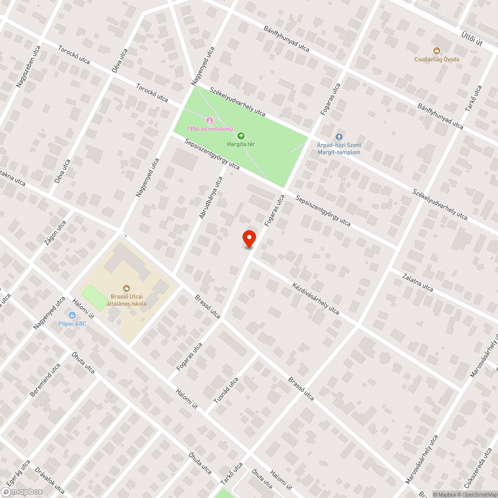 XVIII. kerület Fogaras utca - lámpa nem világít bejelentés helye