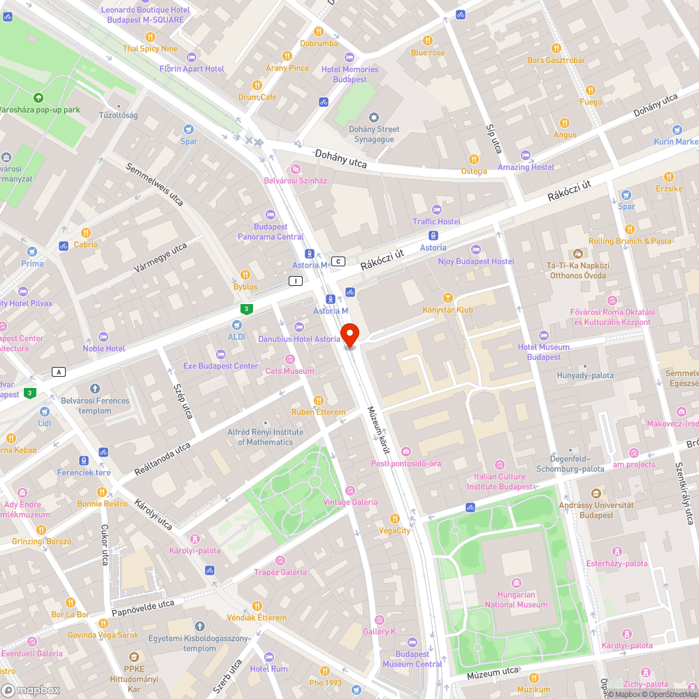 Burkolati hiba az Astoria megálló mögött bejelentés helye