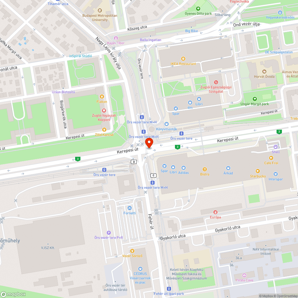 Őrs Vezér téri kerékpáros átkelő bejelentés helye