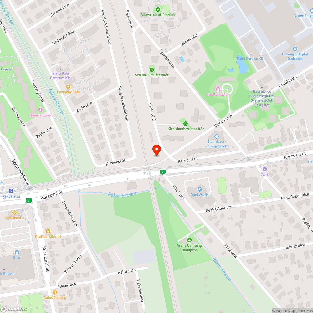 Kátyú bejelentés helye