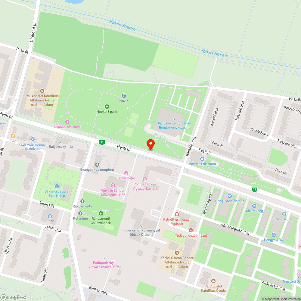 Csatorna mellett bejelentés helye