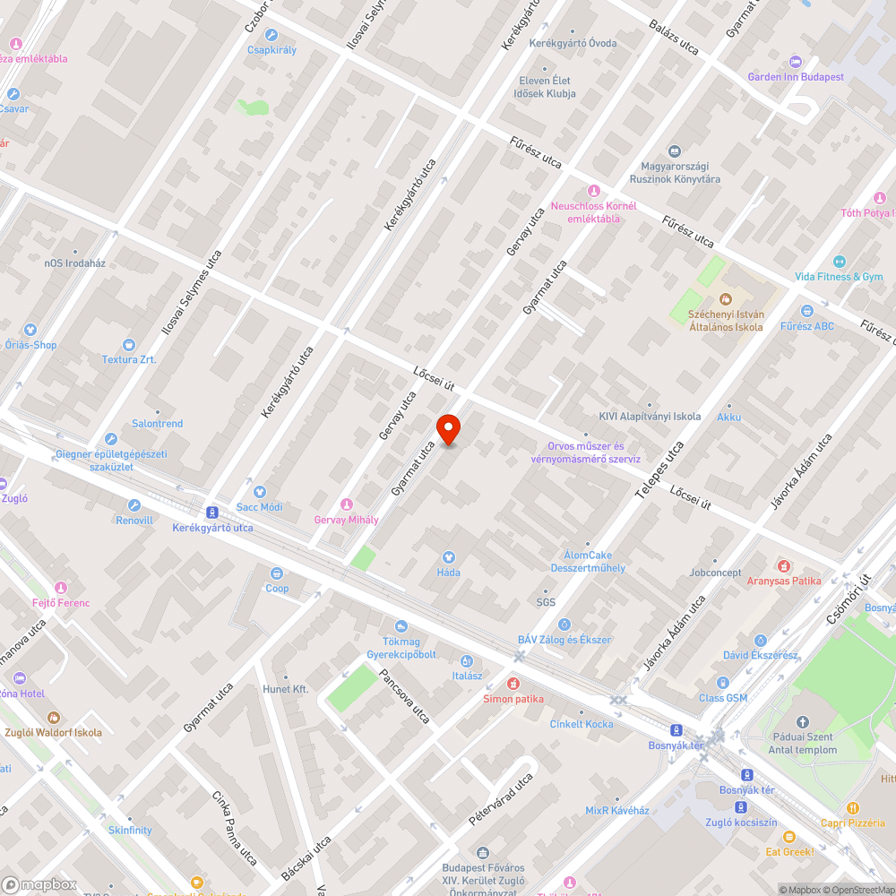 Kiszáradt fa a Gyarmat utcában bejelentés helye