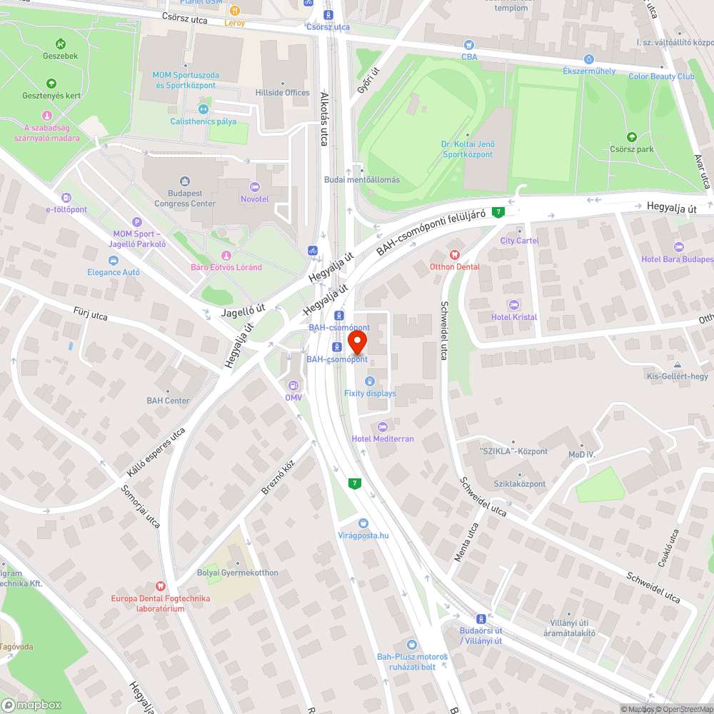 BAH-csomópont szemetes buszmegálló bejelentés helye