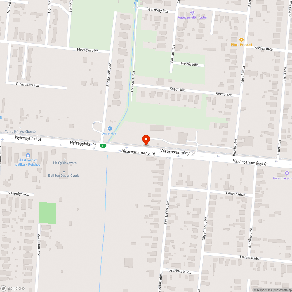 Félkész buszmegálló bejelentés helye