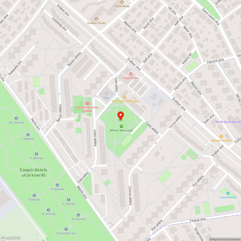 Kutyát a parkba bejelentés helye