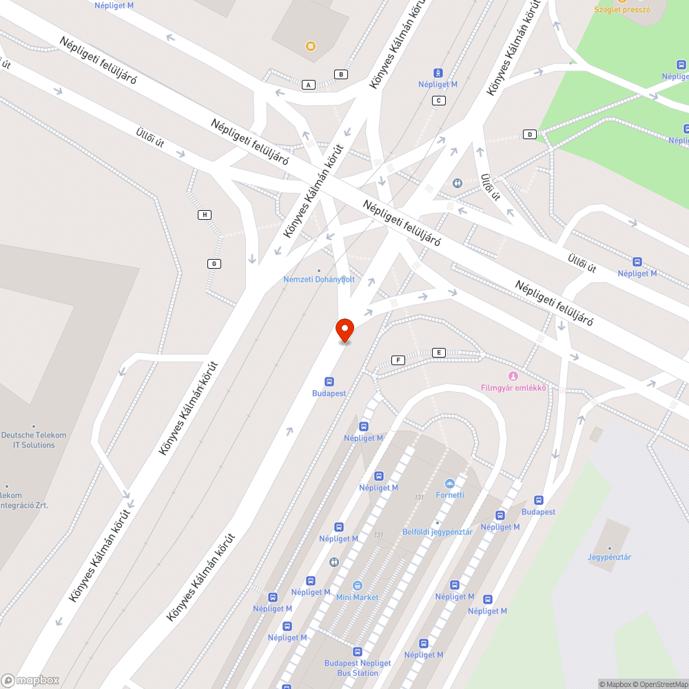 Gazos járdaszegély a Népligeti buszpályaudvarnál bejelentés helye