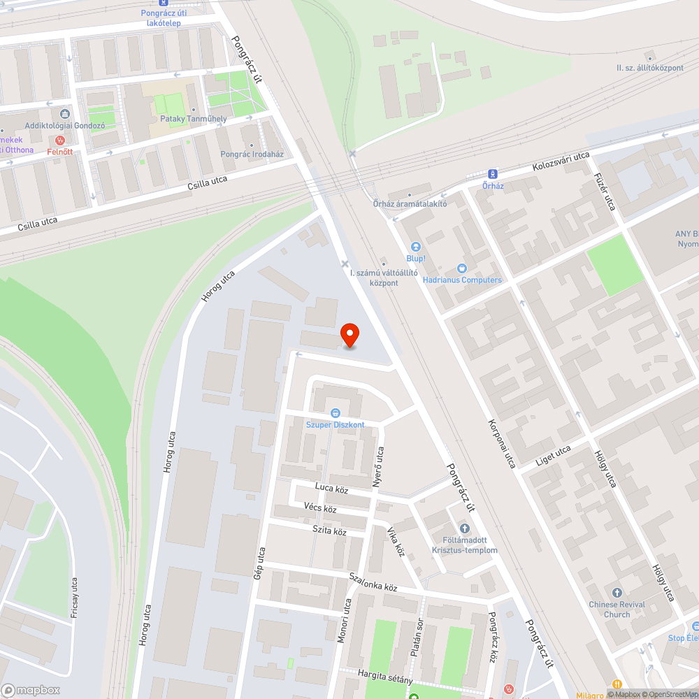 Szemét a gép utcán, garázsok között bejelentés helye