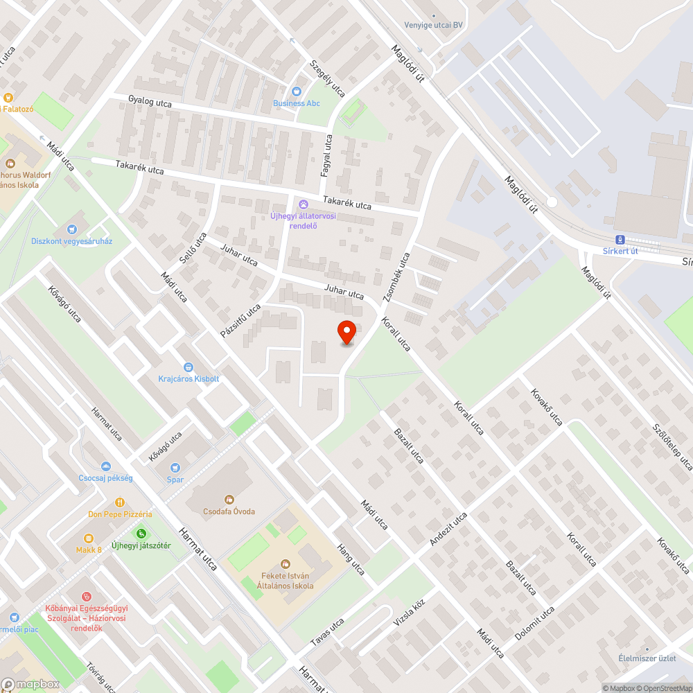 Kiégett utcai lámpa bejelentés helye