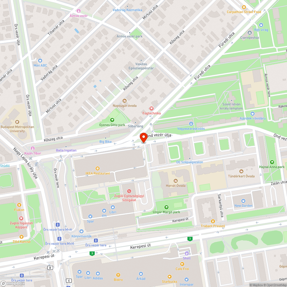 Hiányzó fényterelő bejelentés helye