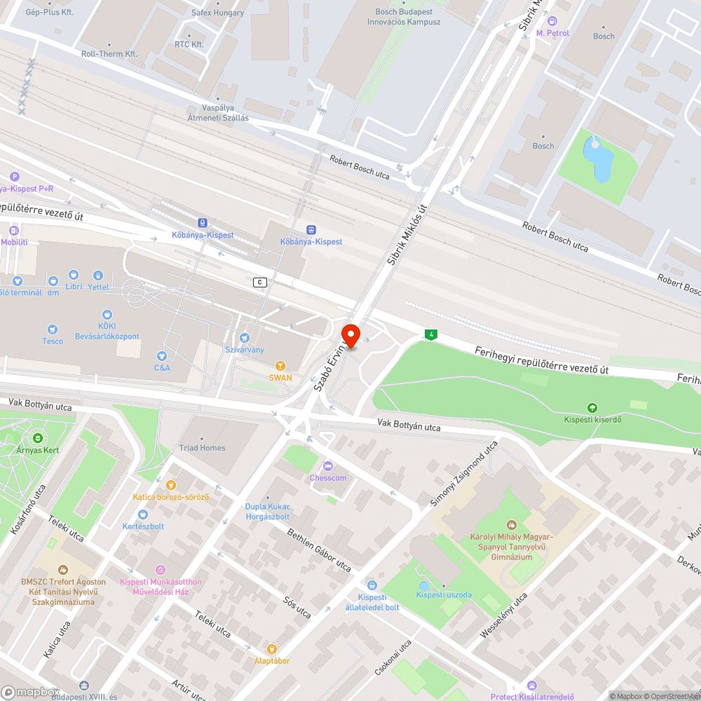 Kanális hiánya a Sibrik Miklós úti felüljáró lábánál 3.0 bejelentés helye