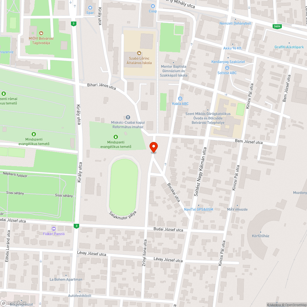 Kátyú bejelentés helye