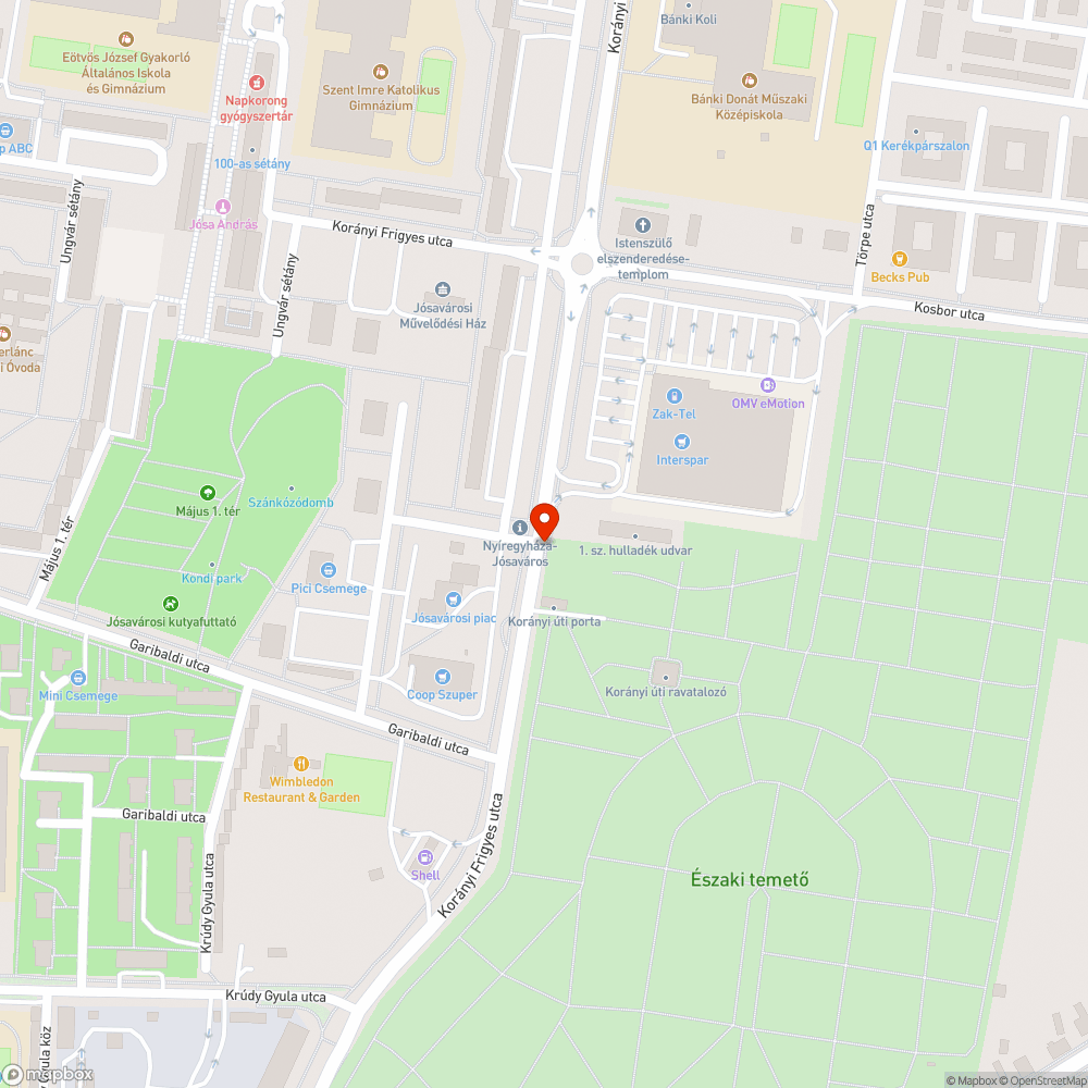 Balesetveszélyes zebra a Korányi Frigyes utcán bejelentés helye