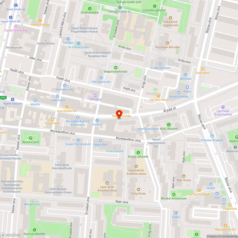 Árpád út 99. és 101. közötti "senkiföldje" tele szeméttel bejelentés helye