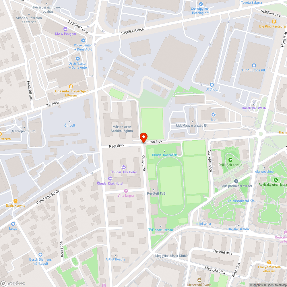 Kidöntött tábla bejelentés helye