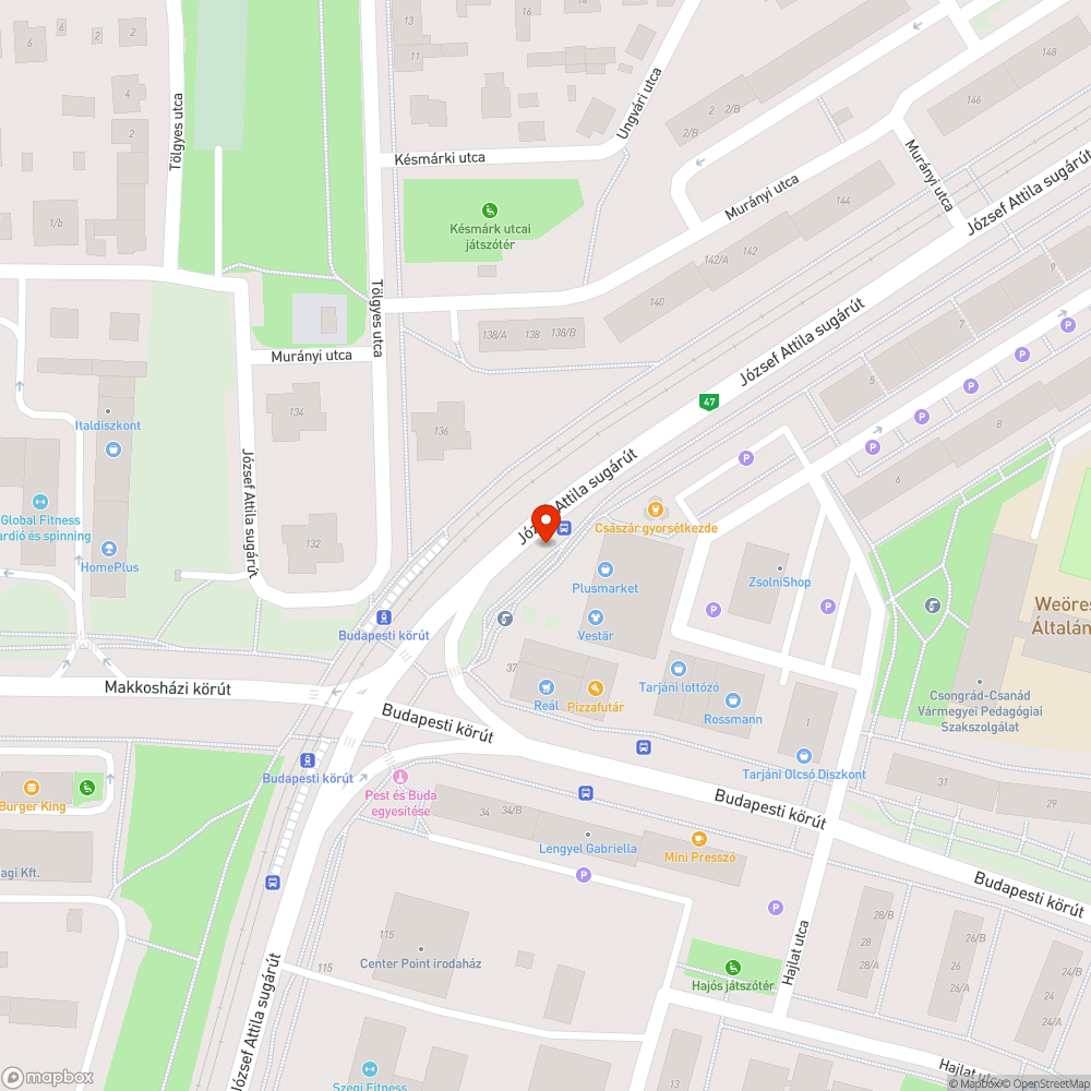 Nem világít a lámpa - József A.sgt. buszmegálló bejelentés helye