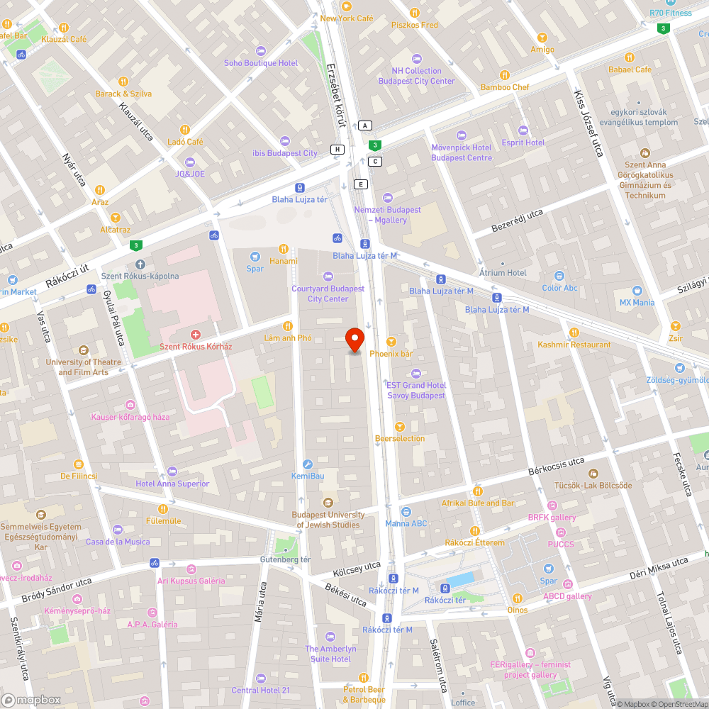 József körúti pad bejelentés helye