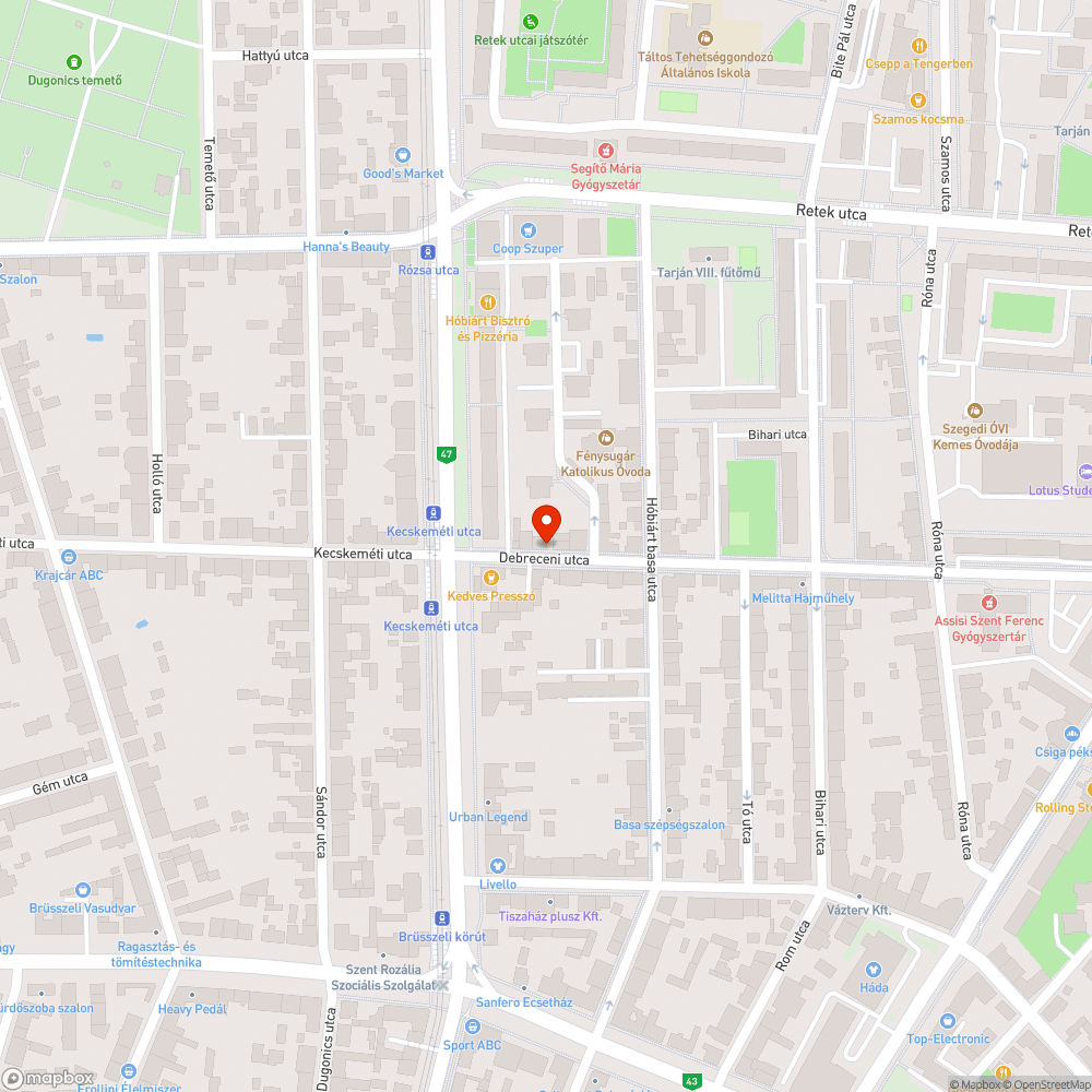 Lámpa nem világít - Debreceni utca 34. bejelentés helye