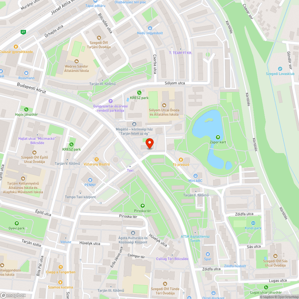 Kátyú az úton bejelentés helye