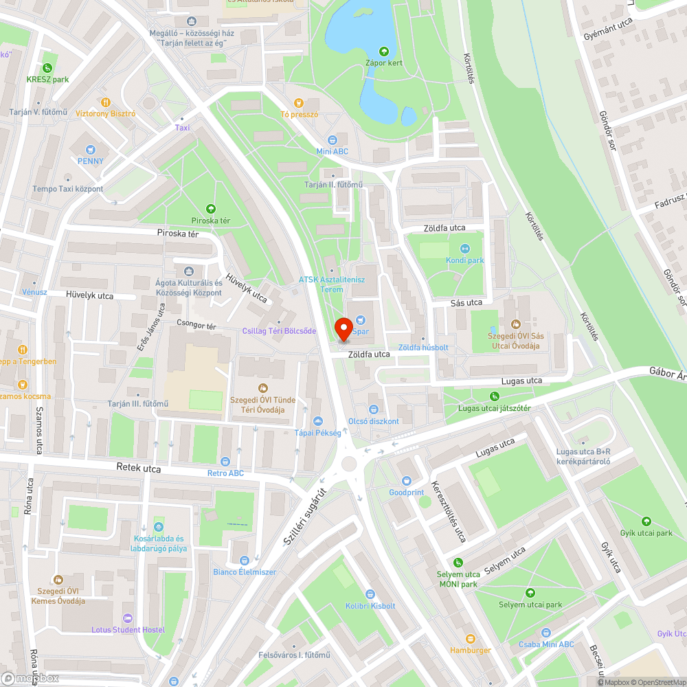 Hiányzó lámpatest Budapesti krt., Spar előtt bejelentés helye