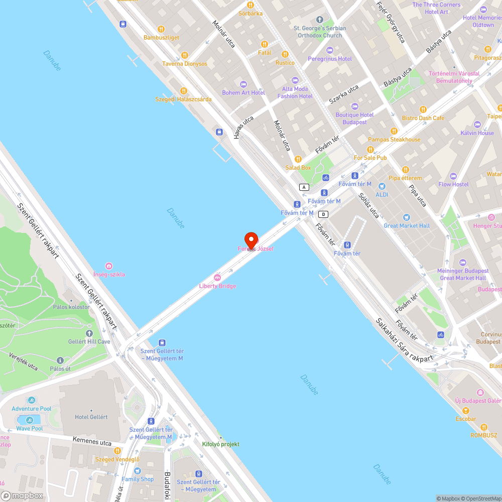 Szabadság hídon a megvilágítás hiányos bejelentés helye