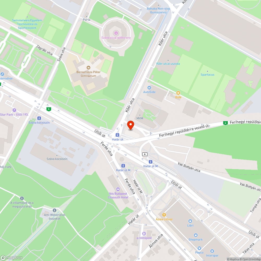 Határ úti felüljáró alatti parkterület és környezete bejelentés helye