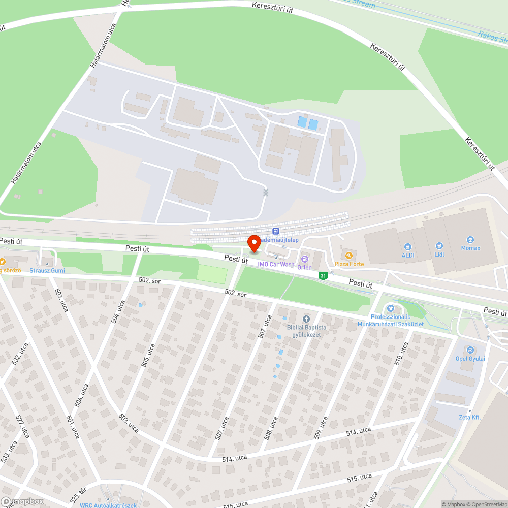 Lekopott ideiglenes záróvonal (Pesti út / 506. u.) bejelentés helye