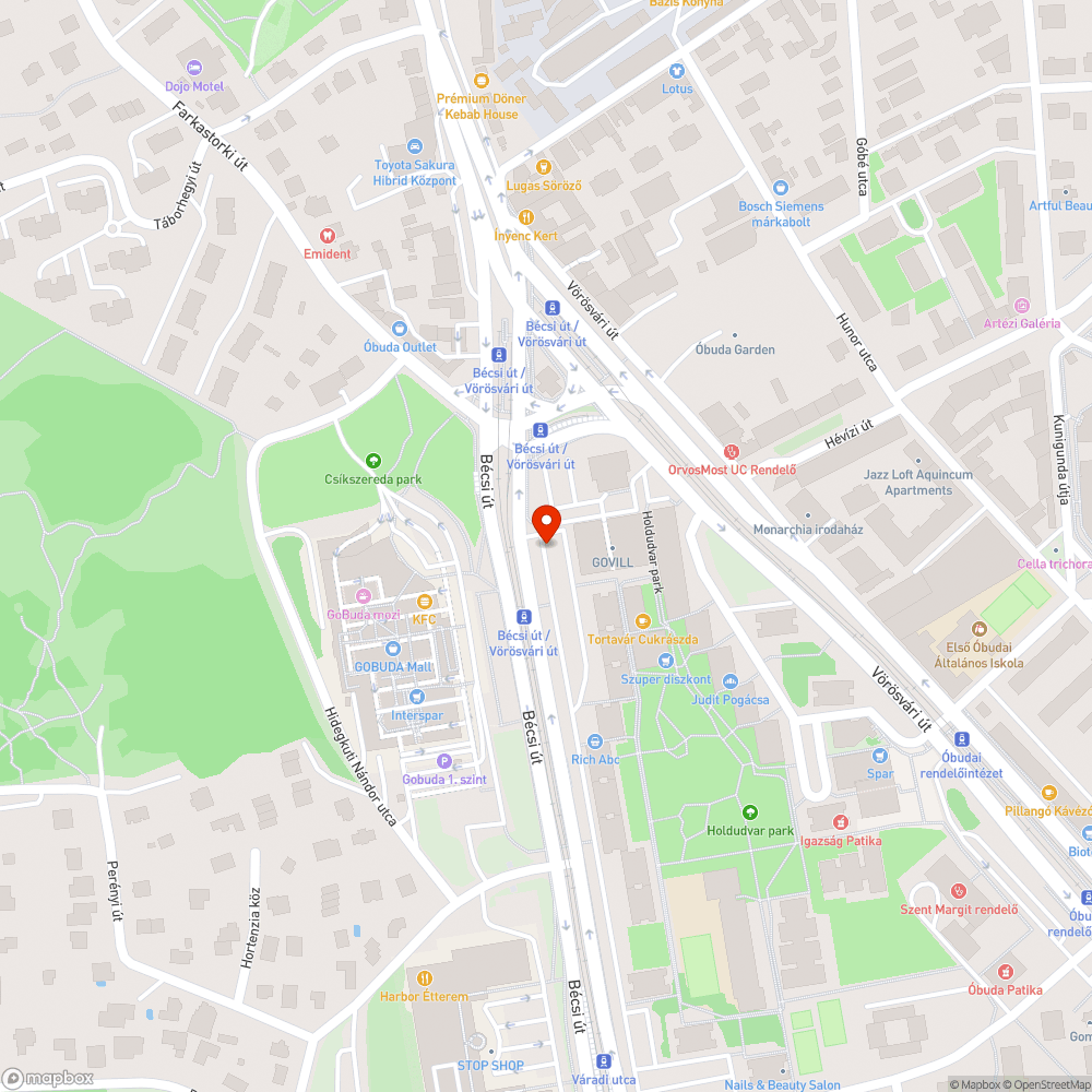 Bécsi út - Reménység utca - San Marco utca kerékpáros nyom bejelentés helye